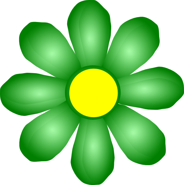 Green - Flower Colorful Clip Art (594x597)