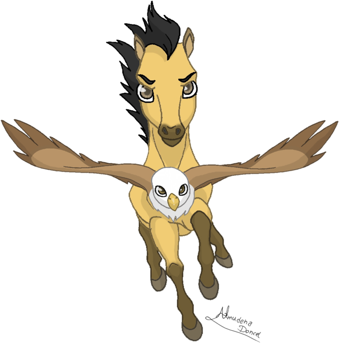 "y Asi Pase De Potro A Caballo Corriendo Junto Al Aguila - Spirit El Corcel Indomable Y El Aguila (800x923)