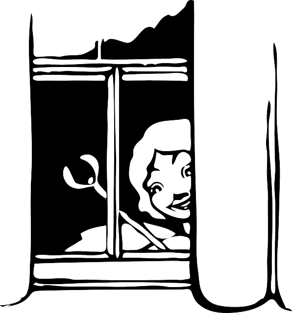 Peek Black, Girl, White, Window, Fairy, Peeking, Peek - Peeking In Window Cartoon (596x640)