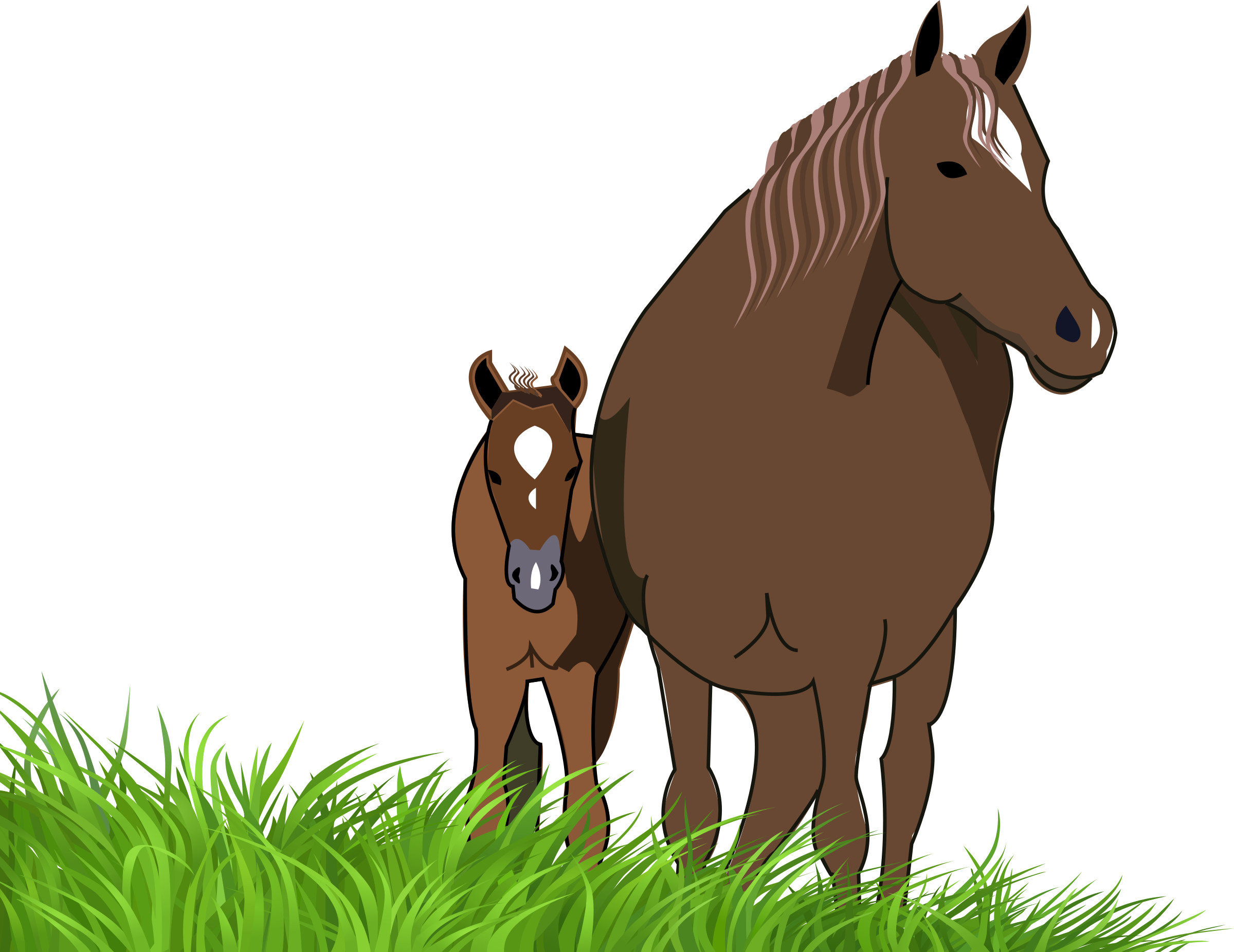 Foal Clipart Cute - Cartoon Horse And Foal (2400x1851)
