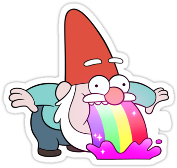 Rainbow Vomiting Gnome By Themysteryshack - Stickers De Gravity Falls (375x360)