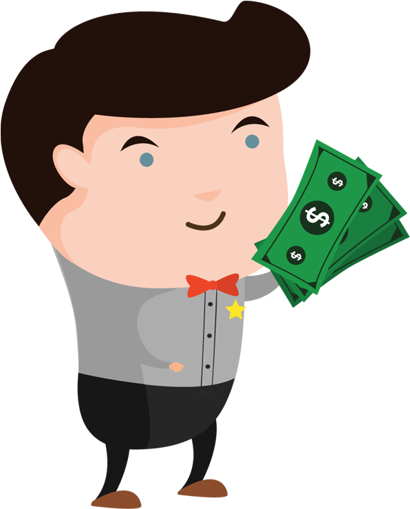 Cartoon People Holding Money Clipart - Thinking Cartoon Png (600x750)