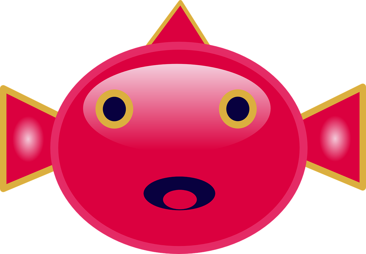 Fish Mouth Eyes Red Face Png Image - Funny Cartoon Fish Faces (1280x889)