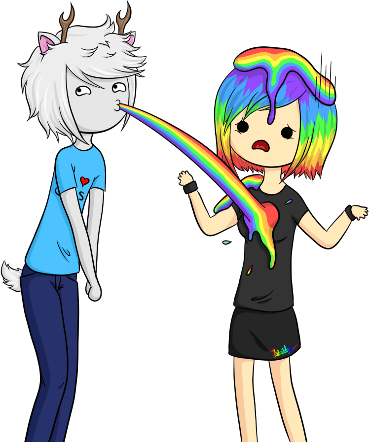 Puking Rainbows Into Your Heart By Rainbowfrosting - Cartoon (786x903)