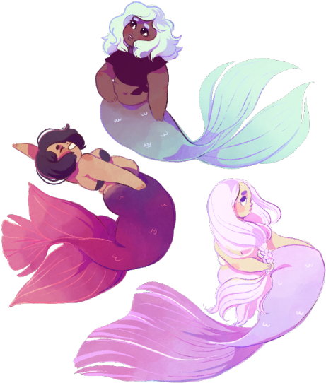 Peces De Colores - Chubby Mermaid Art (540x599)