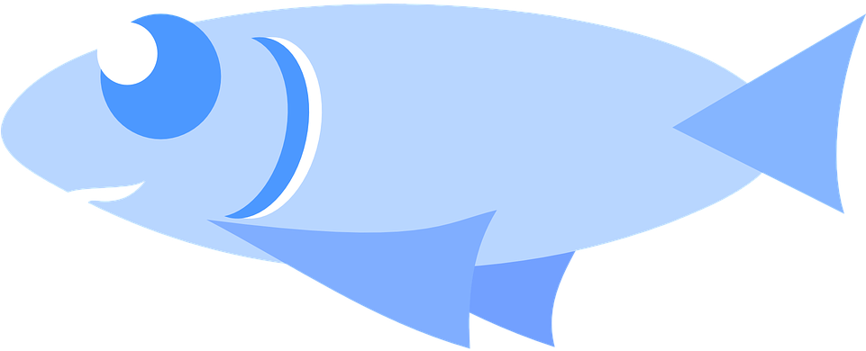 Light Blue Clipart Fish - Fish Clipart Blue (1879x750)