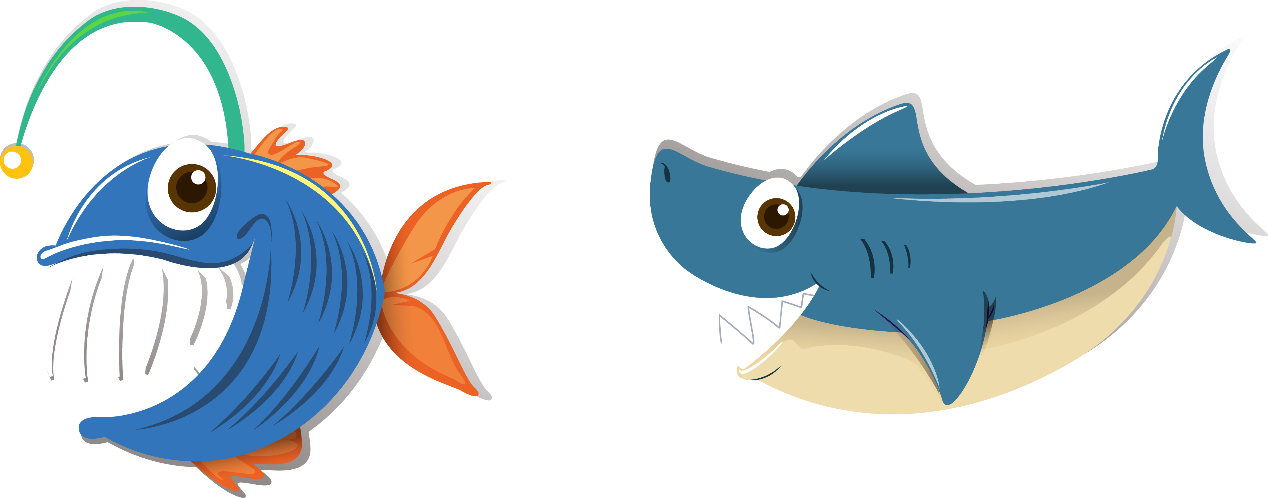 Vector Blue Fish - Shark Animation (4383x1722)