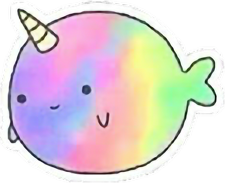 Unicorn Fishy Walrus Rainbow Anime Cutefreetoedit - Narwhals Swimming In The Ocean (752x612)