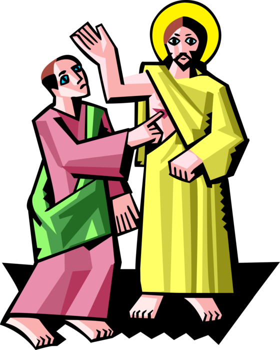 Vector Illustration Of Jesus Christ With Doubting Thomas - Vector Illustration Of Jesus Christ With Doubting Thomas (560x700)