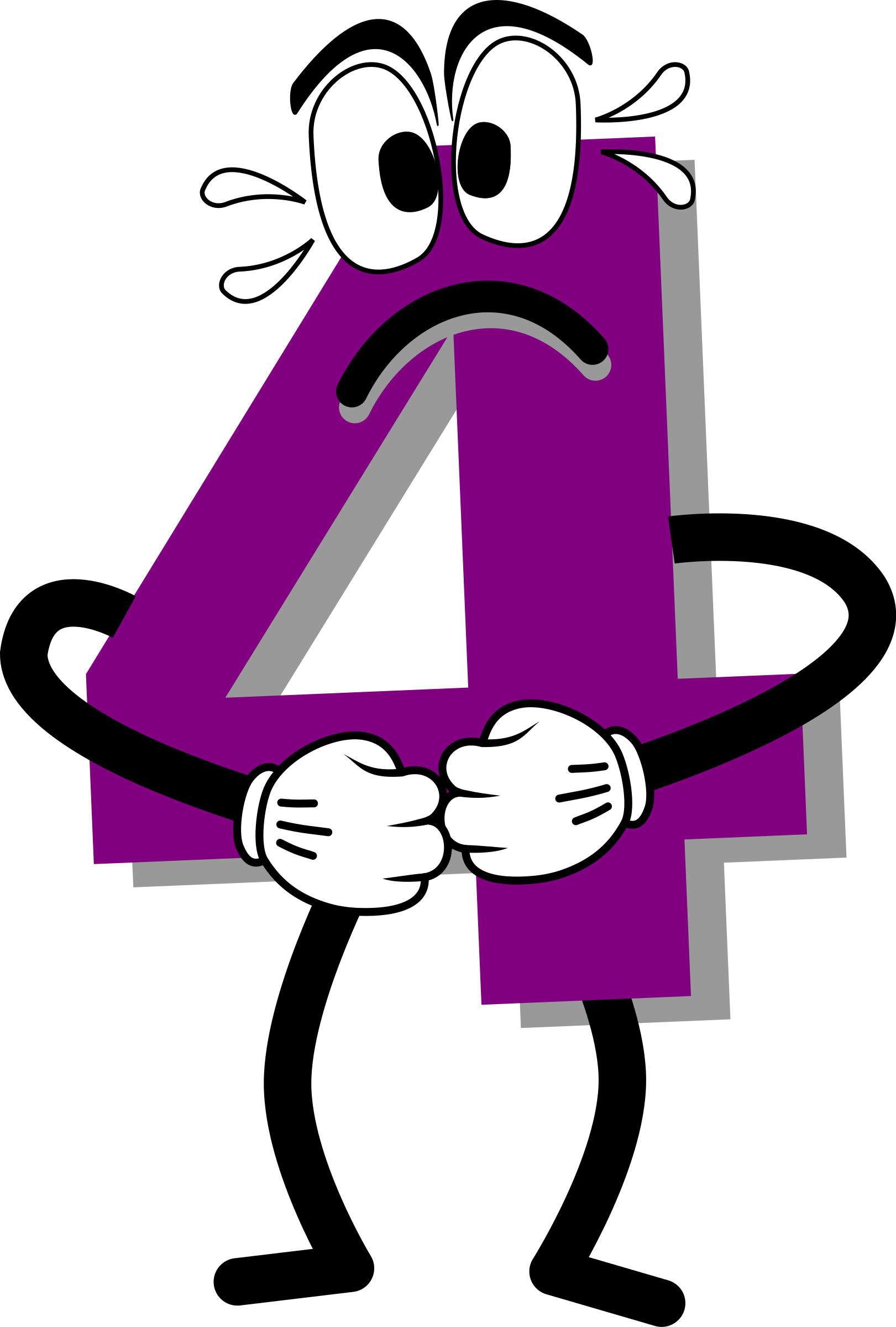 Clipart Scared Purple - Number 4 Clipart (1621x2400)