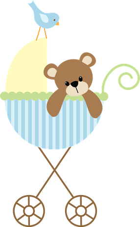 Baby Carriage Clip Art - Baby Shower Thank You Cards (286x462)