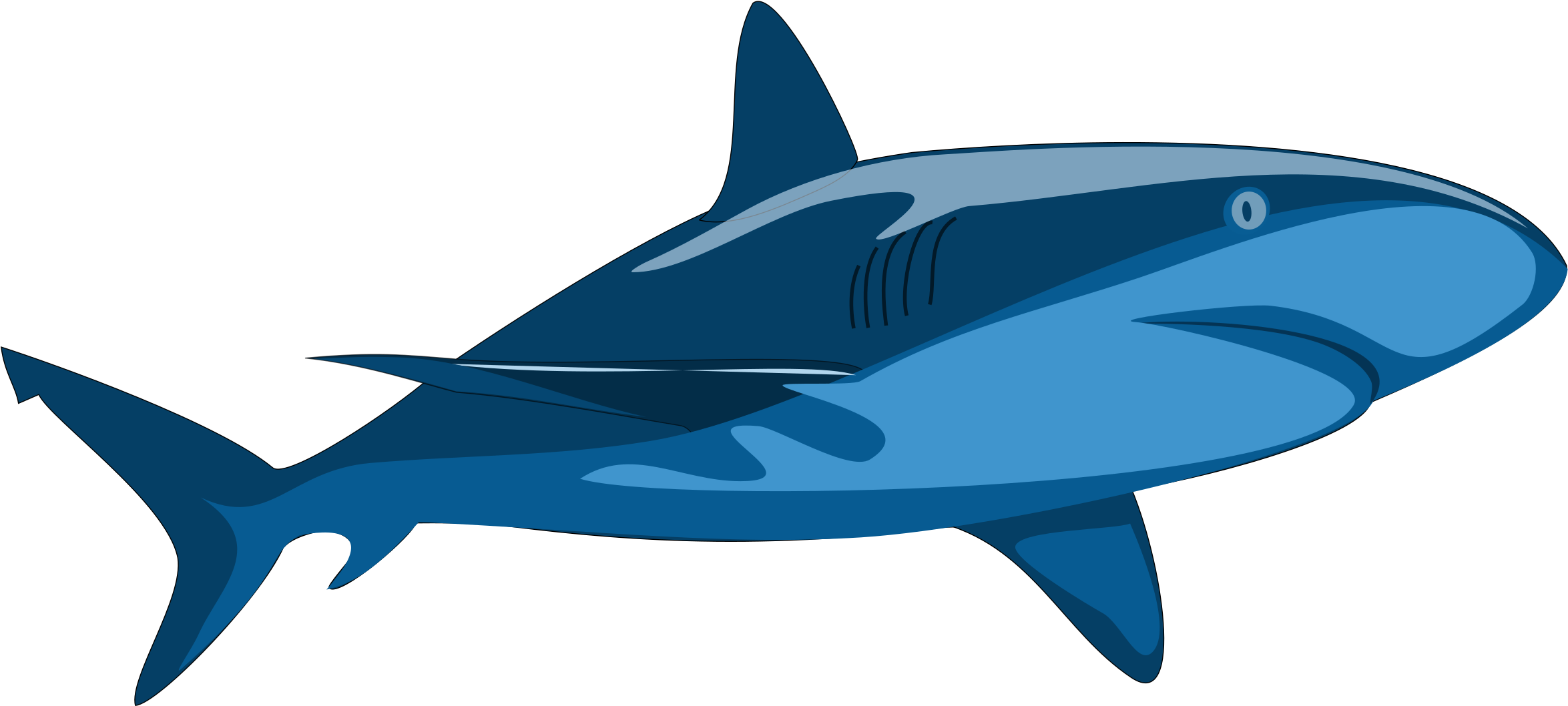 Blue Fish Clipart 24, Buy Clip Art - Vector Clip Art Shark (1668x750)