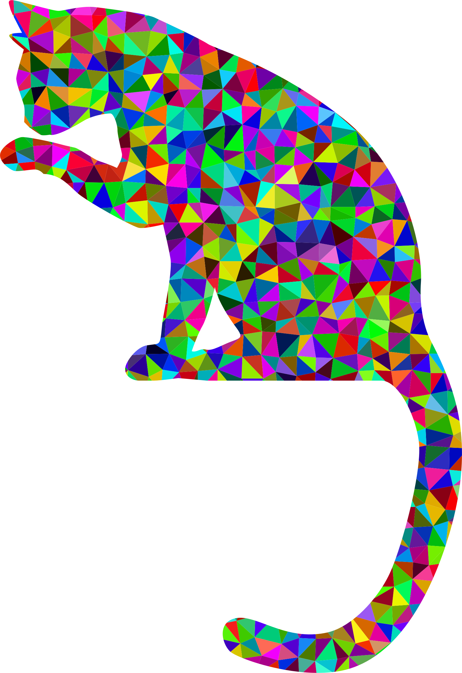 Prismatic Low Poly Cat - Rainbow Cat Clip Art (1540x2242)