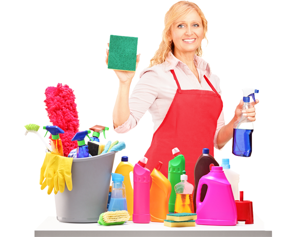 End Of Lease Cleaning - Mujer Con Productos De Aseo (590x468)