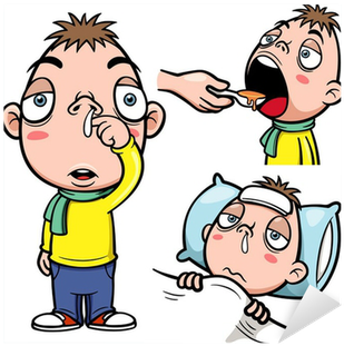 Vector Illustration Of Sick Boy Cartoon Sticker • Pixers® - Sick Boy Cartoon (400x400)