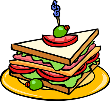 Sandwich Food Cheese Triangle Meat Tomatoe - Food Clipart (369x340)