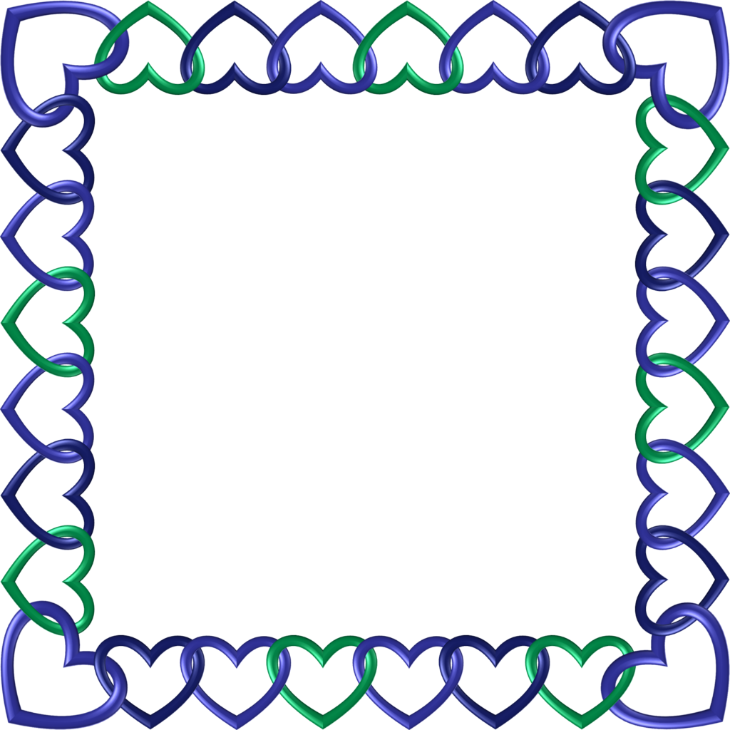 Blue Green Indigo Frame 10 Square Hearts By Happyare - Courage Kindness Friendship Character These Are The (1024x1024)