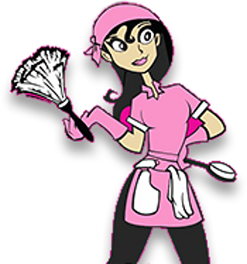 Pink Cleaning Lady Logy - Cleaning Services (353x377)