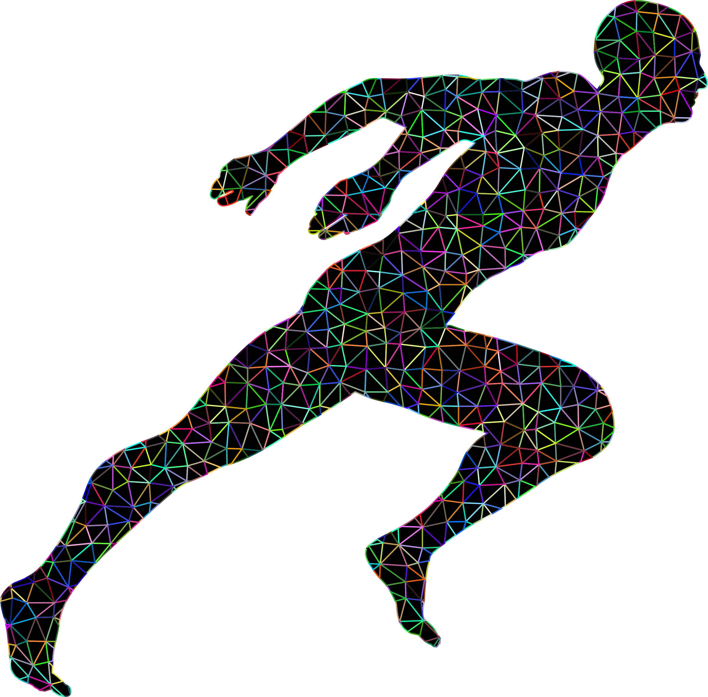 Poly Prismatic Wireframe Sprinting Man With Background - Brain Poly Wireframe (2323x2288)