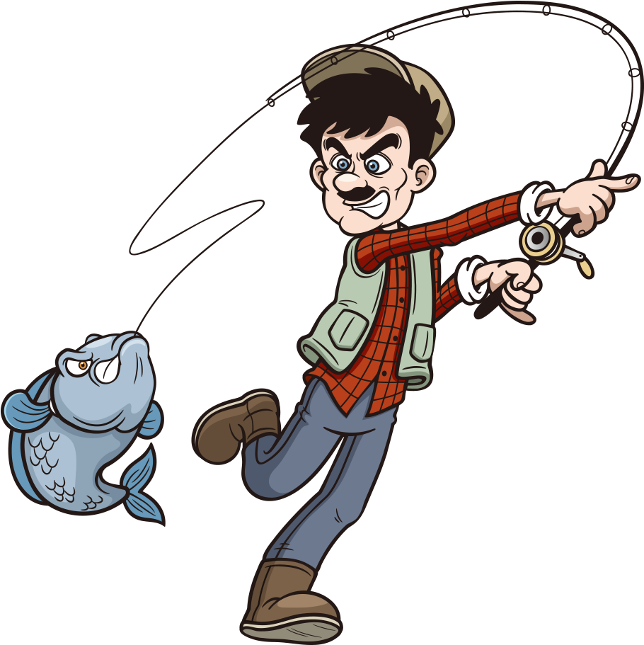 Fishing Rod Cartoon Clip Art - Free Images Of Cartoon Fisherman (1000x1000)