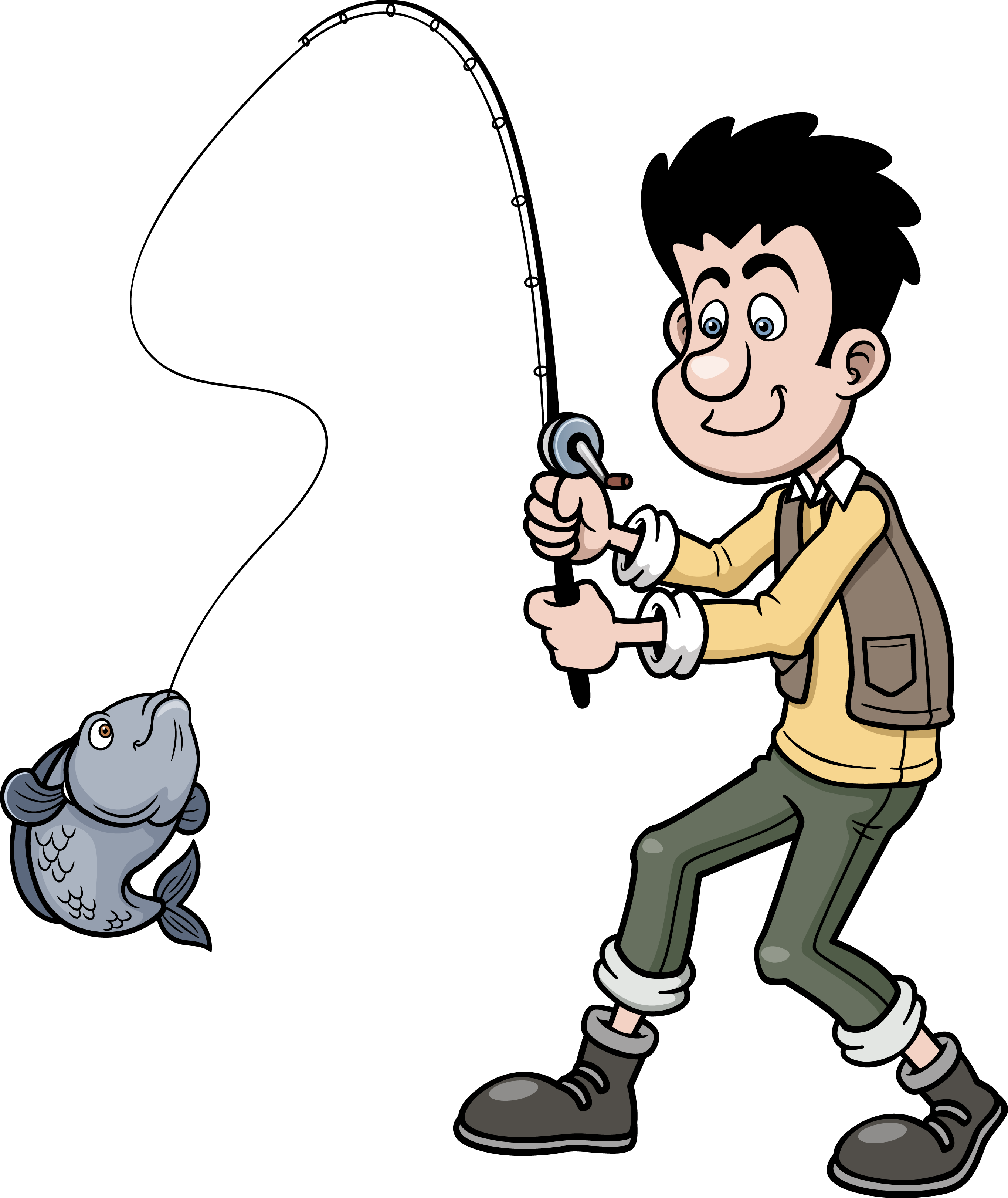 Cartoon Fishing Clip Art - Cartoon Man Fishing (2727x3240)
