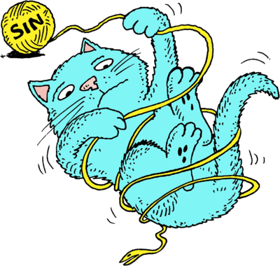 Cat And Yarn - Cat With Yarn Clipart (400x380)
