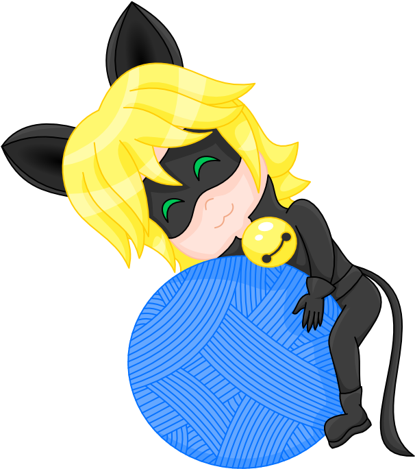Chat Noir Ball Of Yarn Transparent By Mikaristar - Illustration (656x746)
