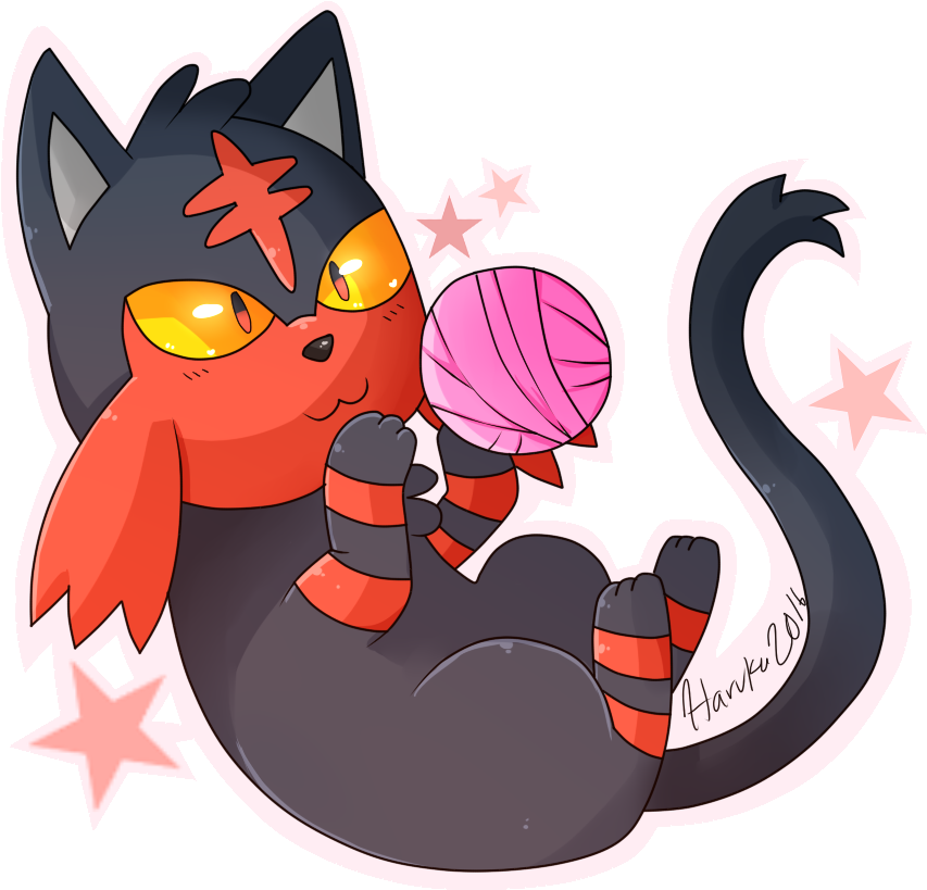 Litten With A Ball Of Yarn~ By Haruka-15 - Cartoon (900x900)