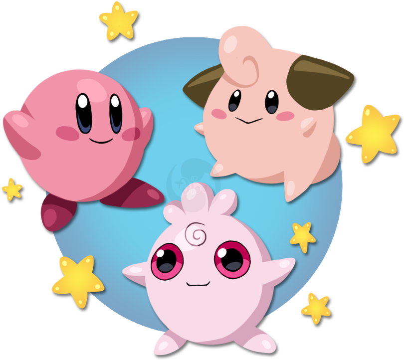 Pink Ball By Alounea - Cleffa Igglybuff Kirby (894x894)