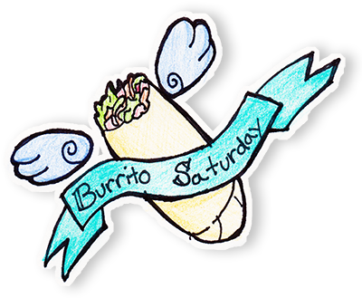 A Burrito With Wings With The Banner Burrito Saturday - Alt Attribute (400x356)