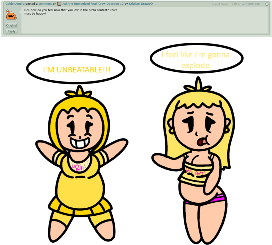 Ask The Humanized Fnaf Crew Question 17 By Kriztian-draws - Fnaf Toy Chica Pregnant (938x852)