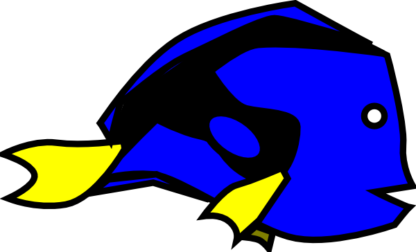 Blue Tang Clip Art At Clker - Blue Tang Clipart (600x364)