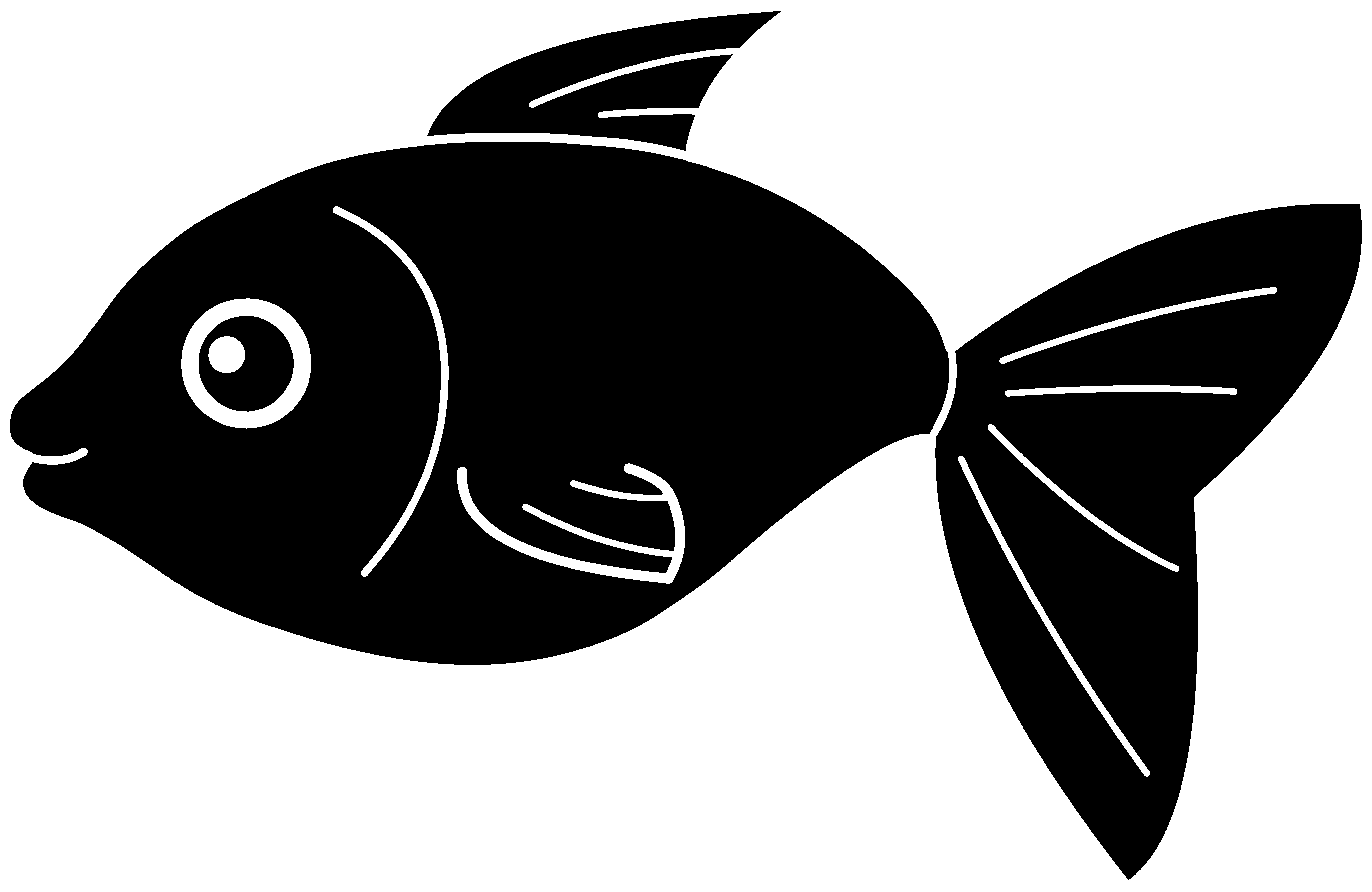Black Fish Silhouette - Fish Clipart Transparent Background (6921x4502)