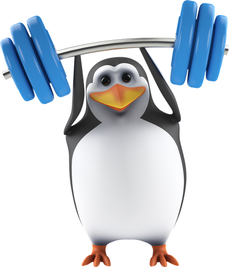 3d Penguin Weightlifter - Shutterstock 3d Render Penguin (472x550)