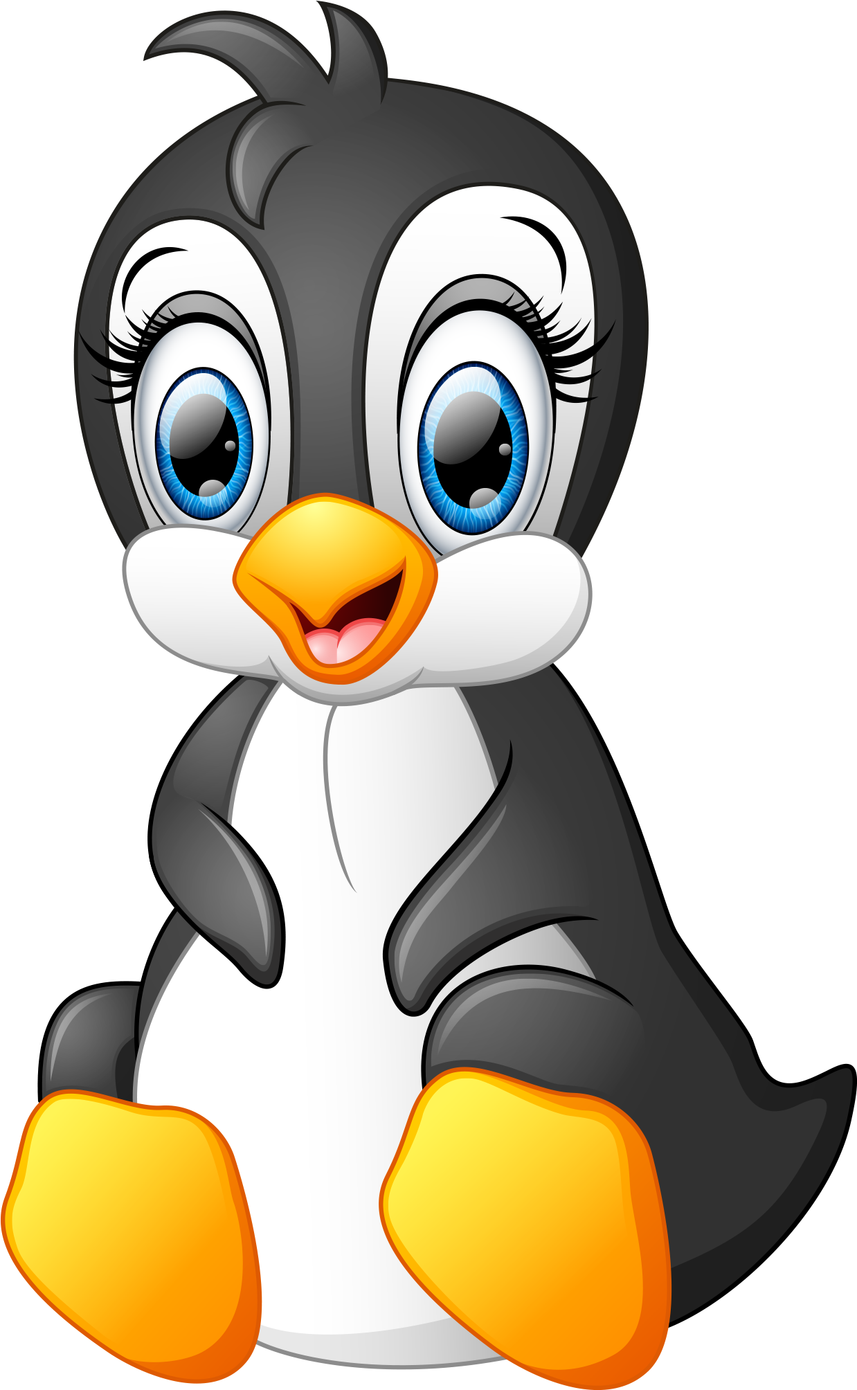 Penguin Cartoon Illustration - Funny Penguin Cartoon Vector Png (1640x2060)