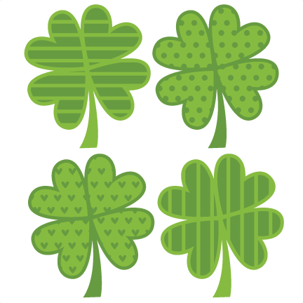 Assorted 4 Leaf Clovers Svg Cut Files Flower Scal Files - Cute 4 Leaf Clover Clip Art (432x432)