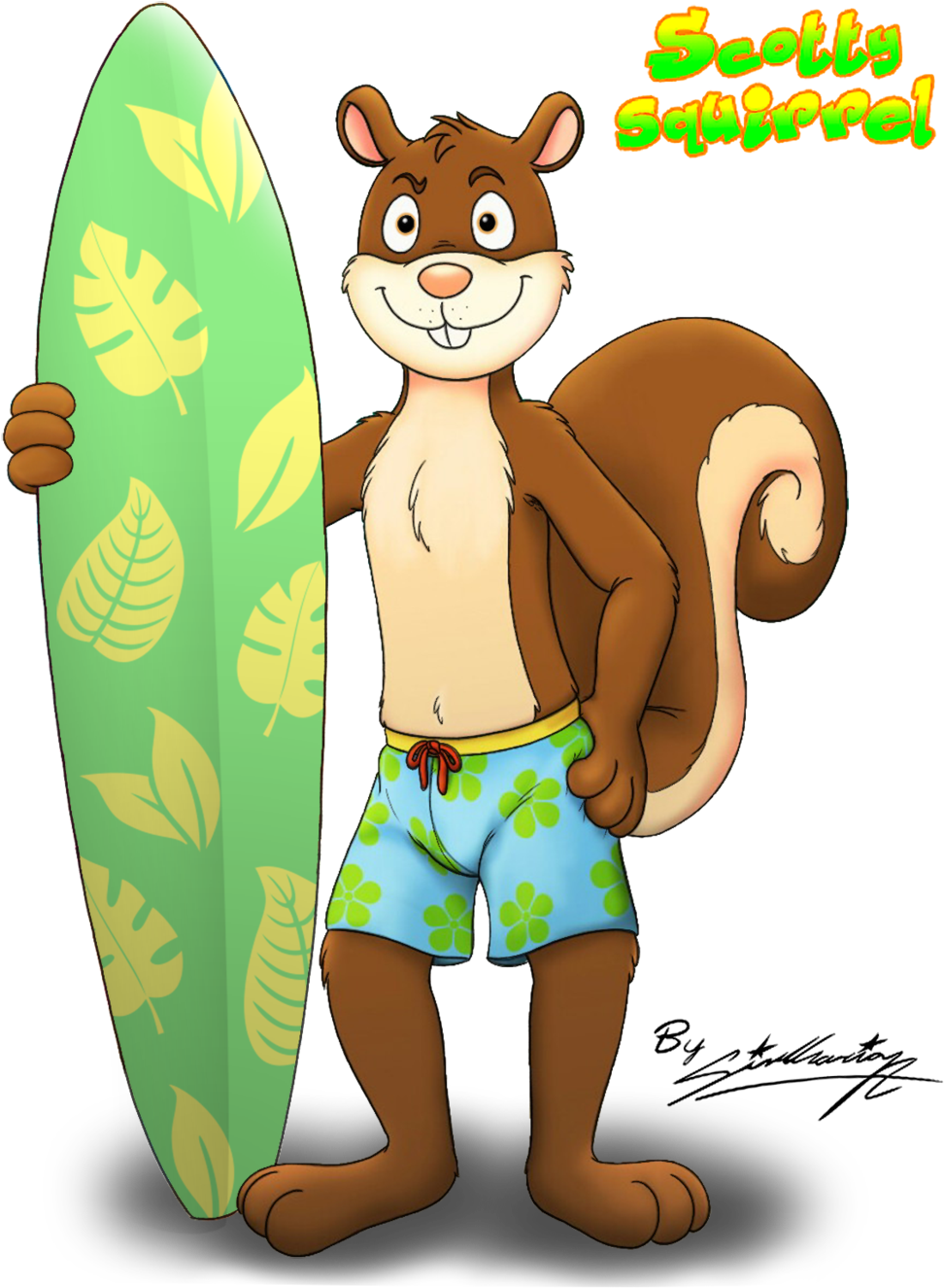 Scotty Squirrel With His Surfboard By Sagadreams - Surfing (1024x1366)