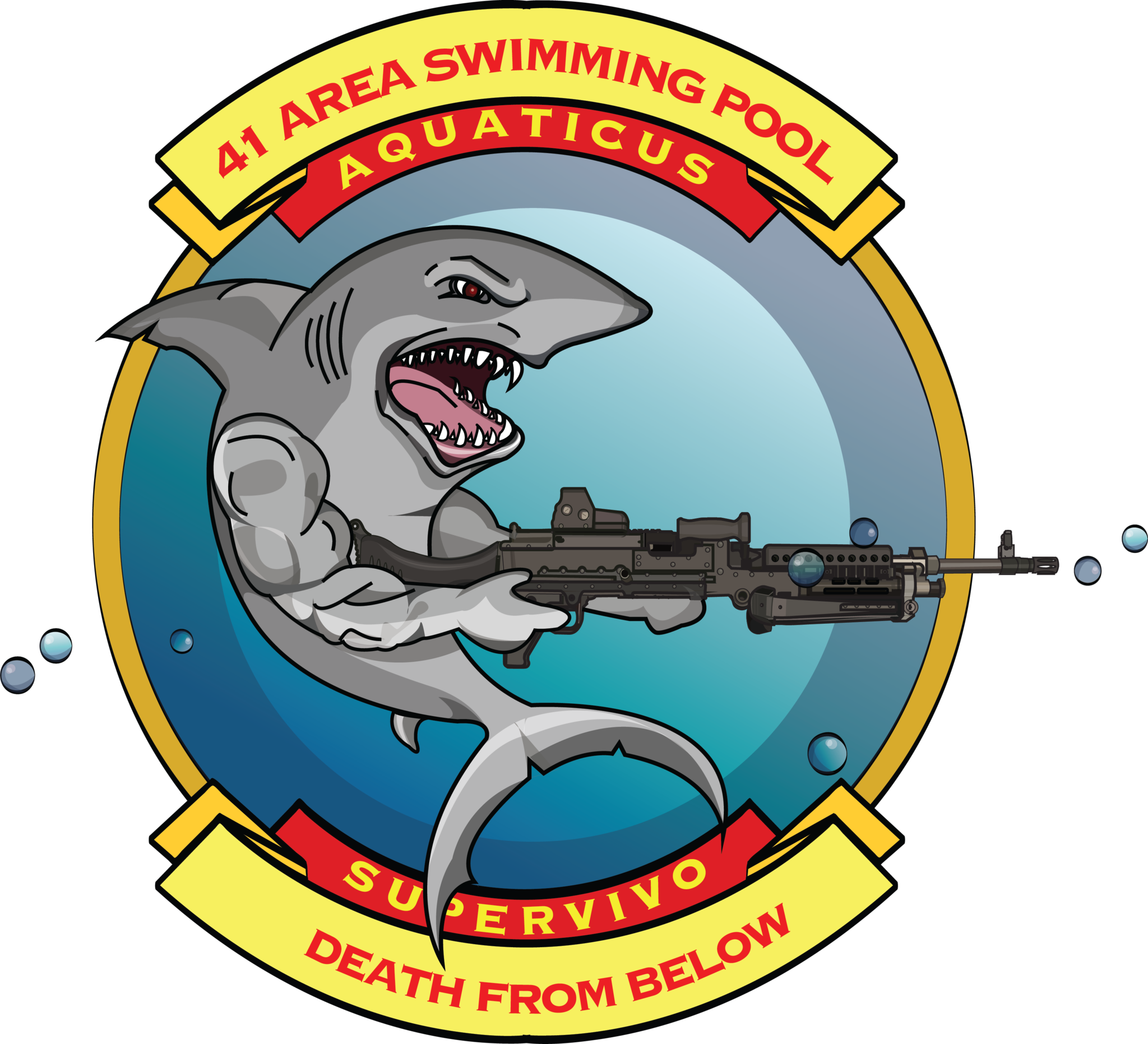 41 Area Swimming Pool Hoodie - Great White Shark (2048x1863)