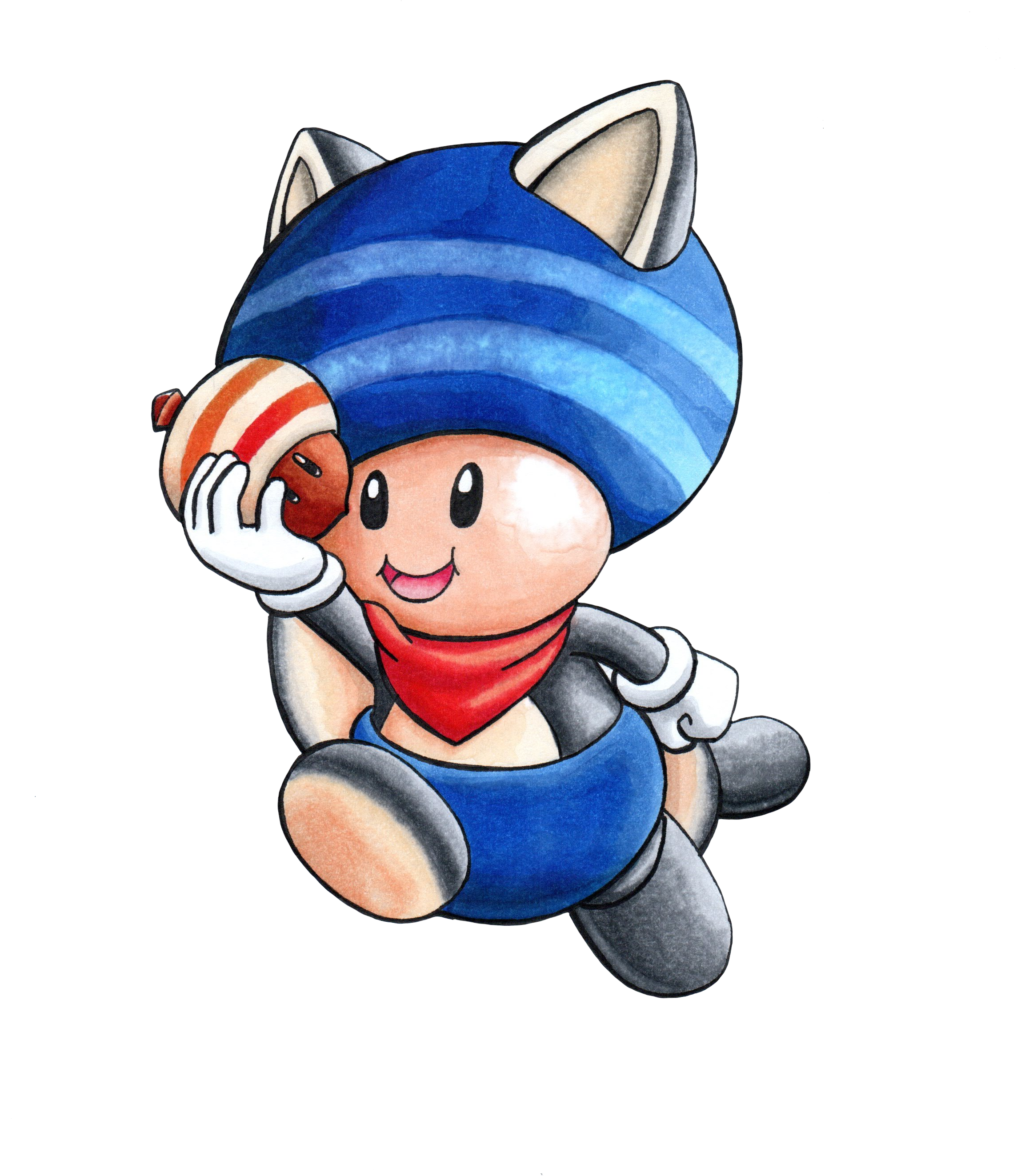 Mario Collab - Mario Toad In Flying Squirrel (2471x2681)