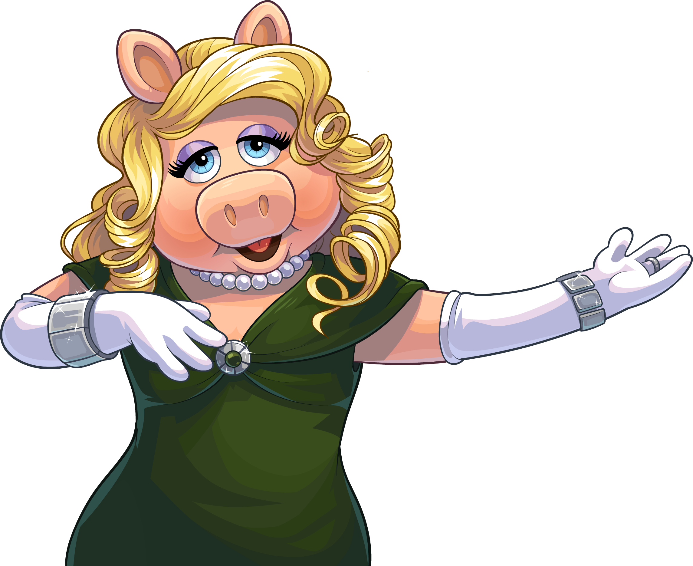 Miss Piggy Clip Art - Miss Piggy Green Dress (2290x1870)