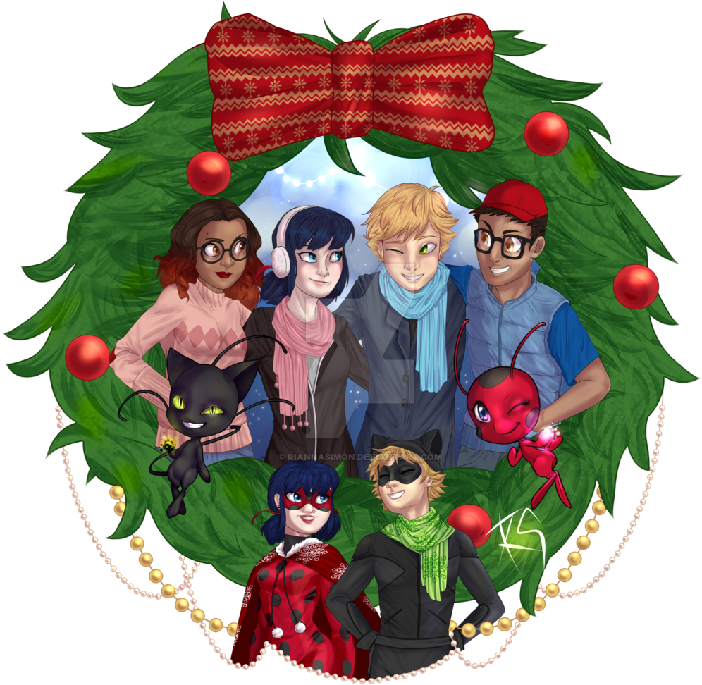Miraculous Ladybug - Miraculous Ladybug Christmas Fanart (1024x1024)