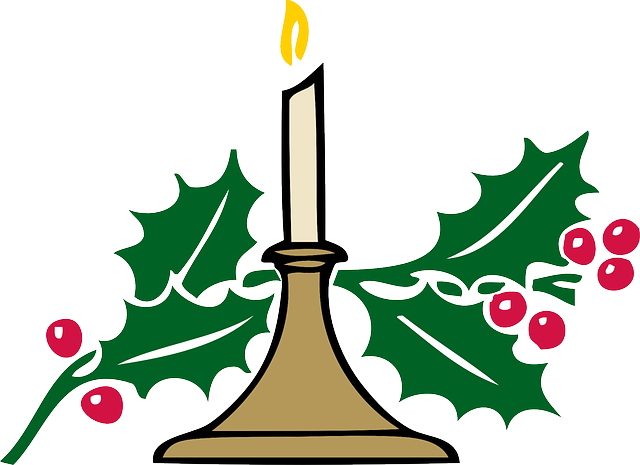 Cartoon Black, Holly, Candle, White, Recreation, Cartoon - Church Christmas Clip Art (640x465)