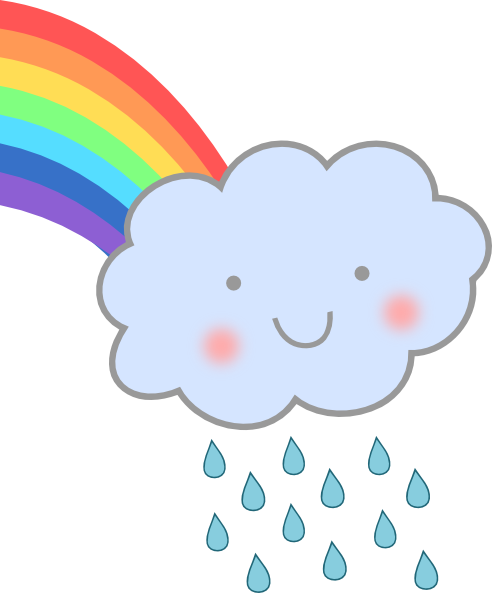 Sorrindo A Nuvem Chuvosa - Rain And Rainbow Clip Art (492x593)