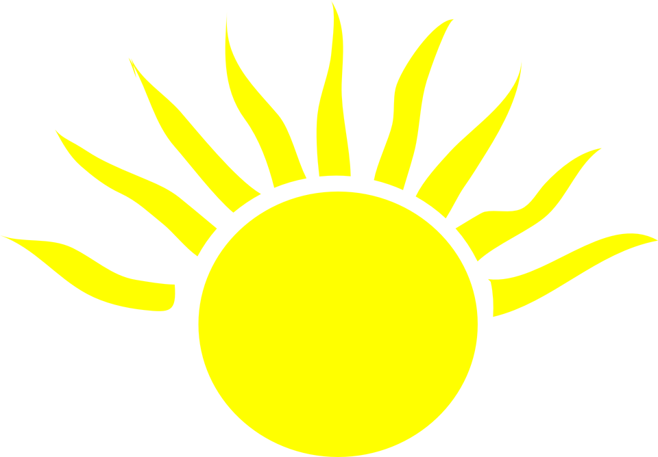 Half Sun Clipart 2, - Cartoon Sun With Black Background (960x668)