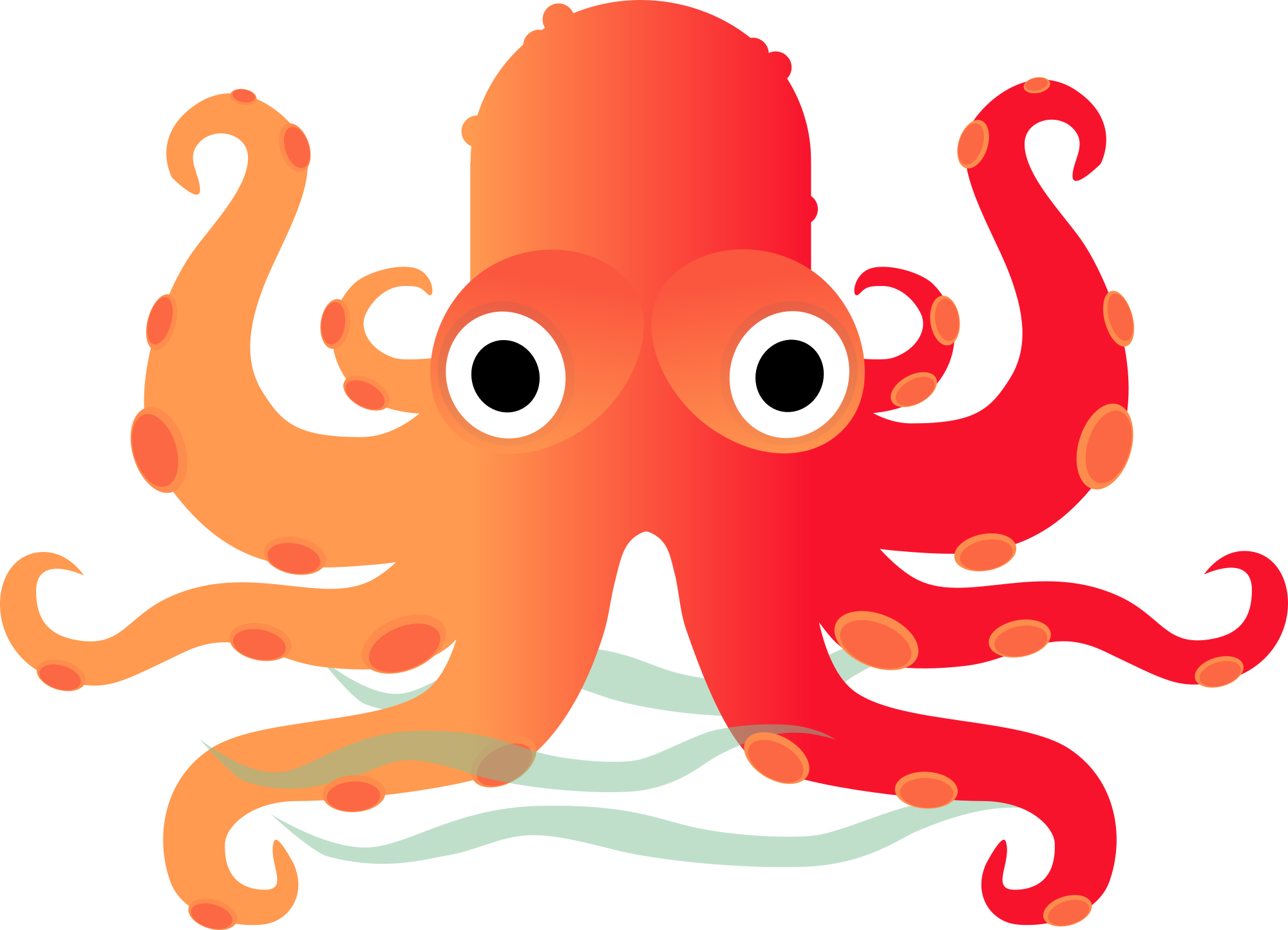 Octopus Clipart Cute Orange - ปลาหมึก การ์ตูน น่า รัก (2000x1444)