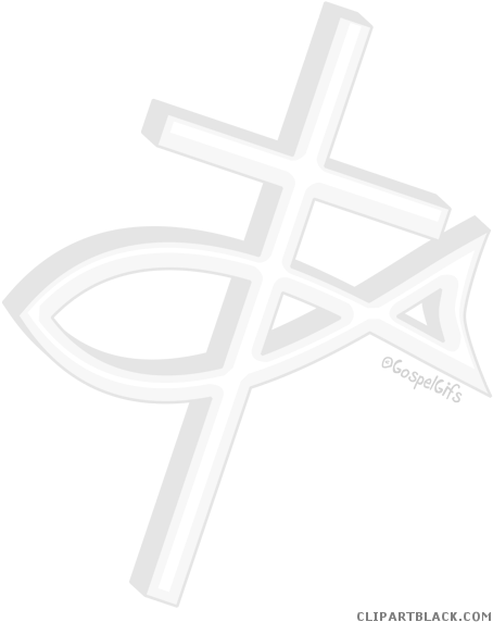 Christian Fish Symbol Animal Free Black White Clipart - Christian Cross (469x600)