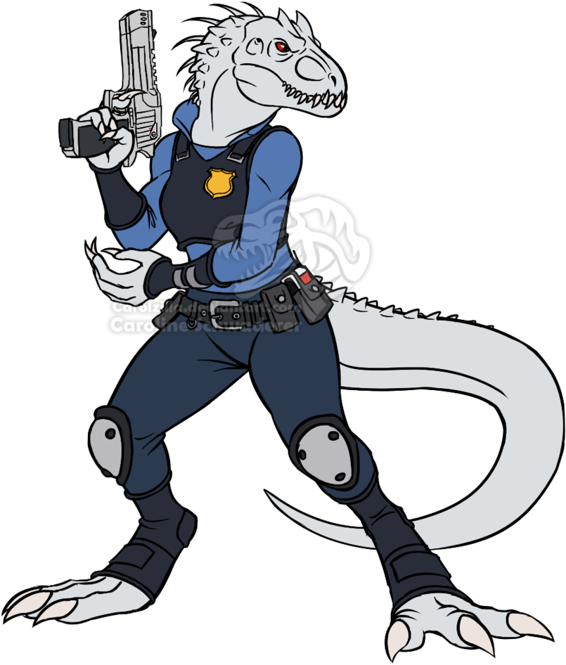 An Anthro Indominus Rex Dressed As Judy Hopps From - Anthro Indominus Rex (829x964)