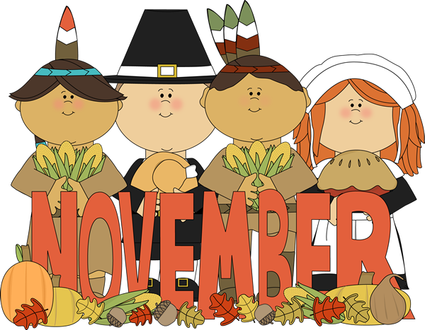 Happy Thanksgiving Turkey Clipart Black And White - November Clipart (600x467)