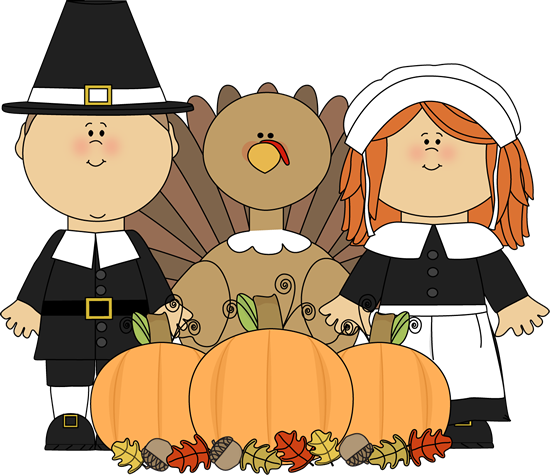 Pilgrims, Turkey And Harvest - Thanksgiving Pilgrim Clipart (550x475)
