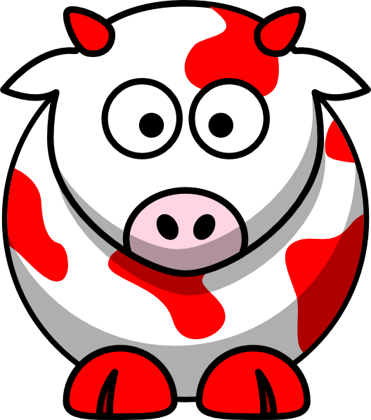 Red Cow Clip Art At Clker - Draw Cartoon Cow (528x598)